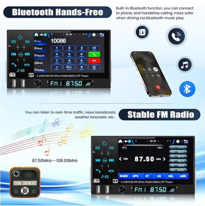 Estereo De Pantalla con Bluetooth Para Coche Carro Auto MP3 Player WMA/WAV/APE/F
