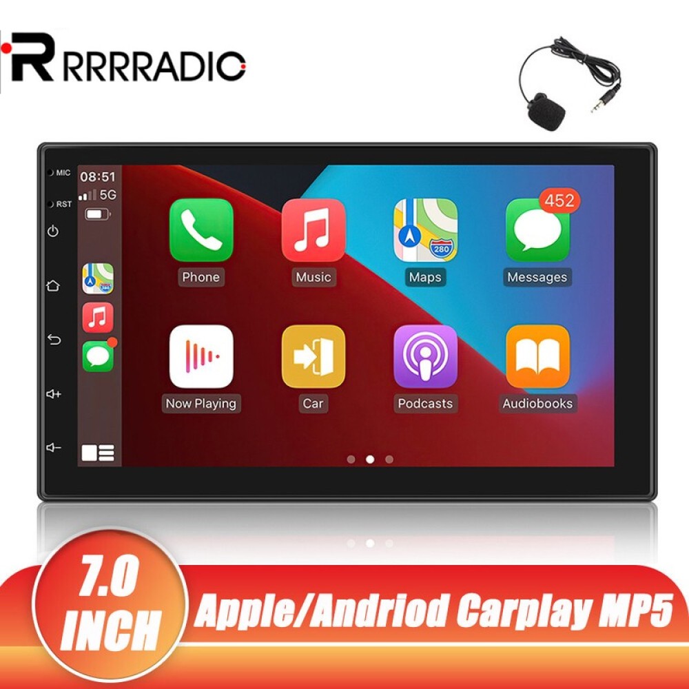 7″ Car Radio Apple/Andriod Carplay Car Stereo Touch Screen Bluetooth Double 2Din