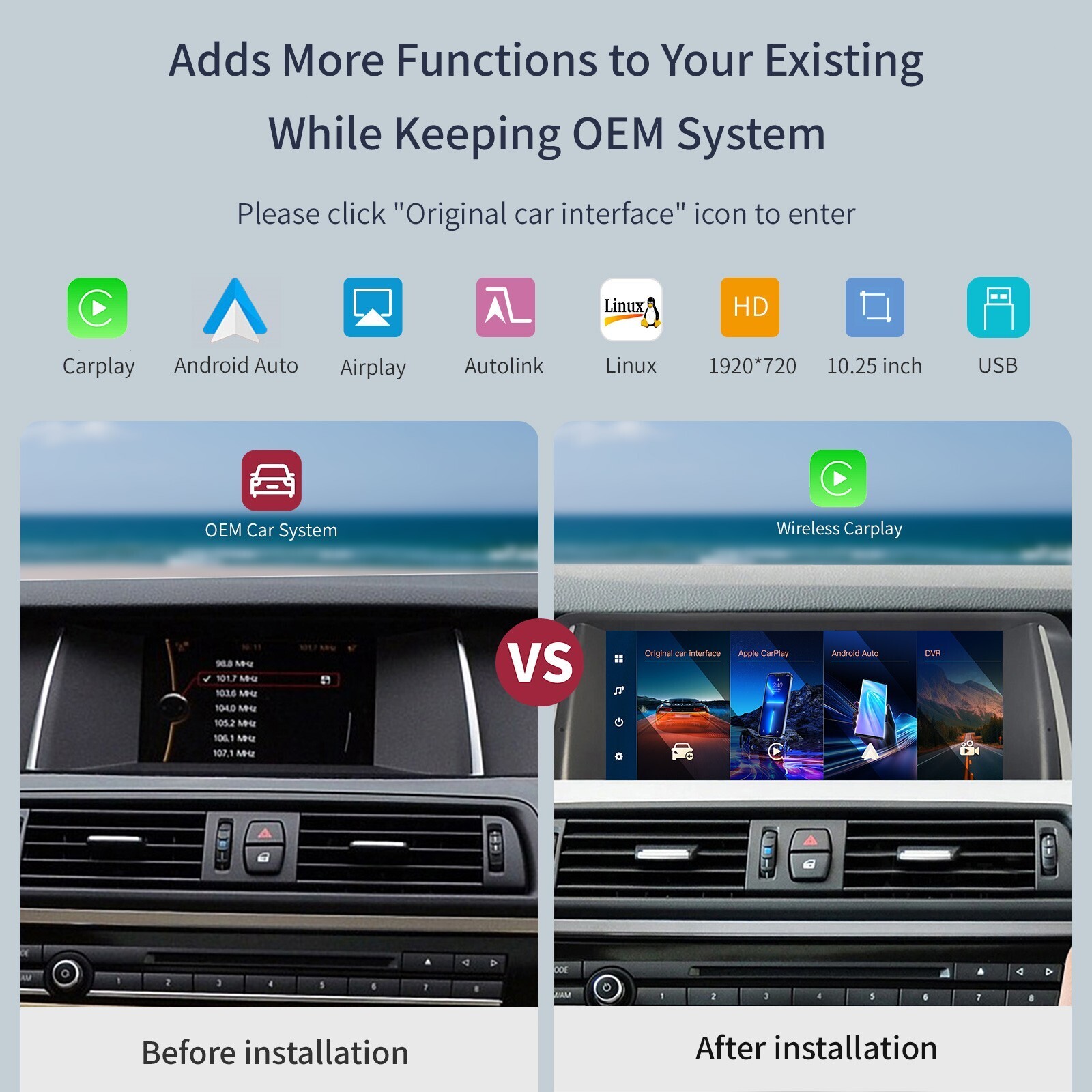 For BMW 5er F10/F11 2012-2016 NBT10.25”Touch Display with Carplay/Android Auto