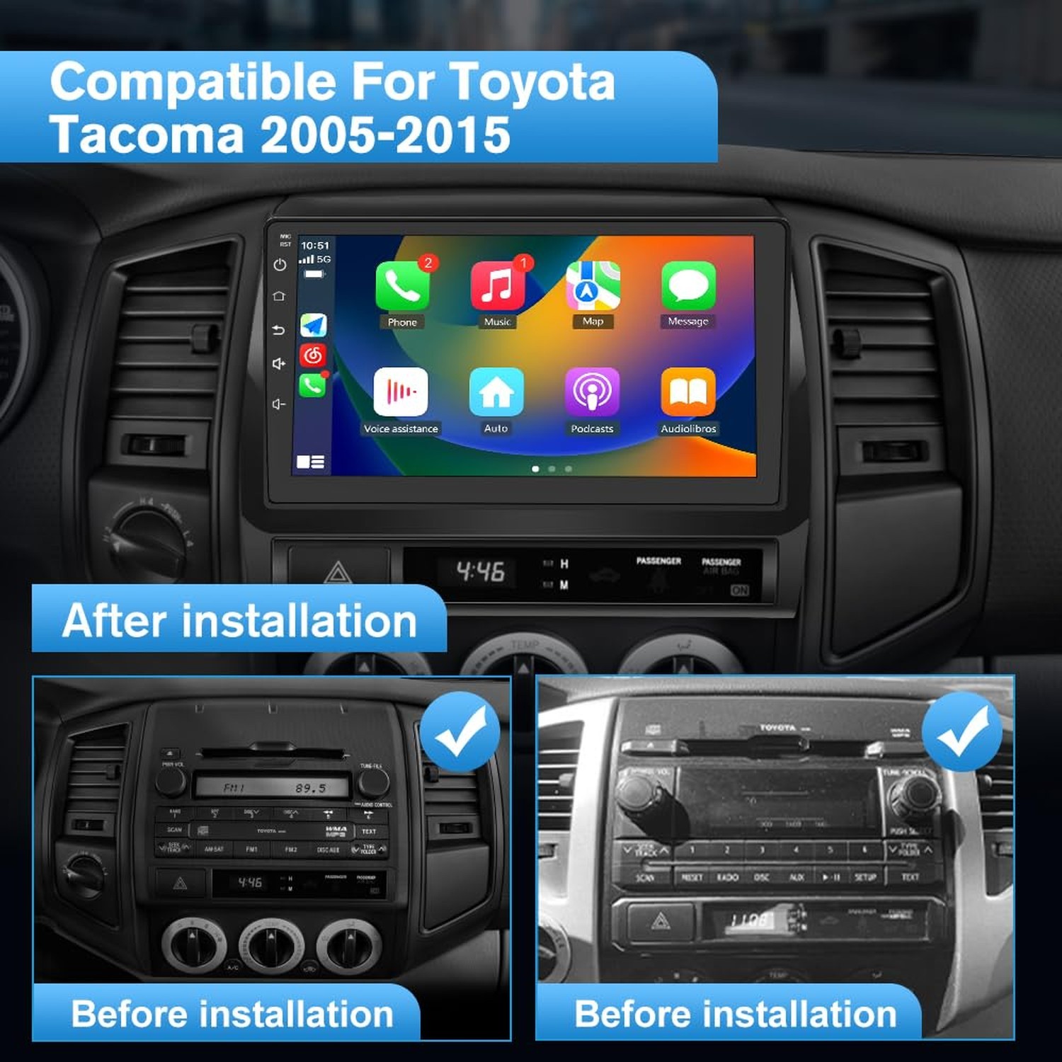 Android 13 Car Stereo for Toyota Tacoma 2005-2015, 9 Touch Screen Radio Head …