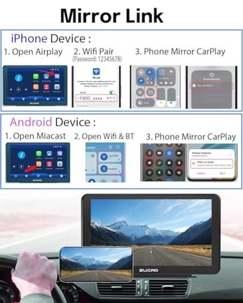 9 Inch Wireless CarPlay Screen for Car & Android Auto – 9 Inch Black