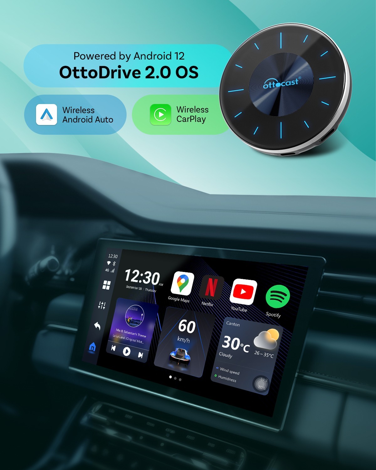 Wireless CarPlay Android Auto AI Box Android 12 HDMI Streaming Smart Car Box