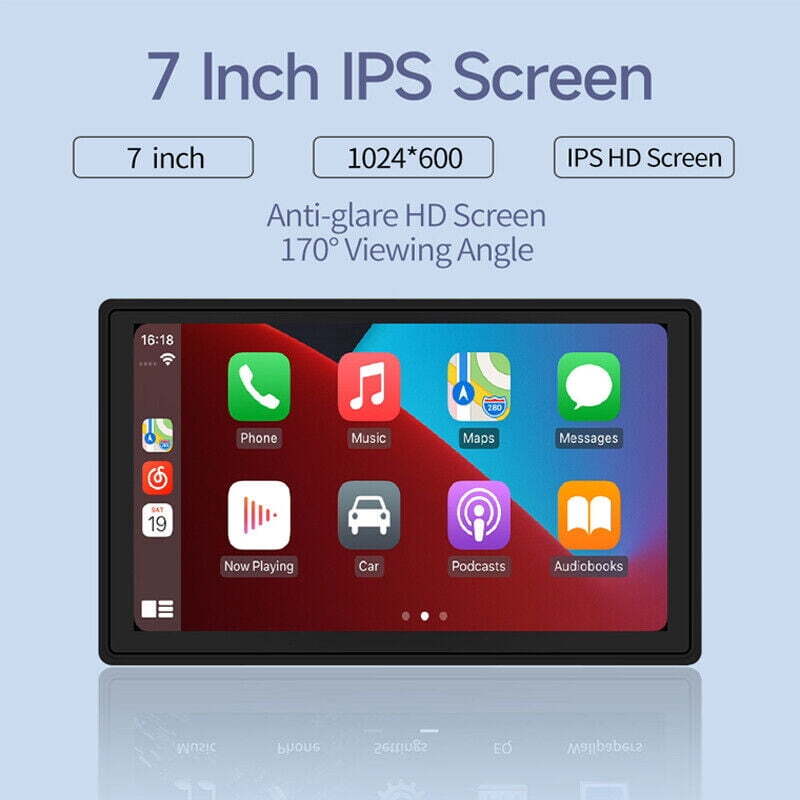 7″ Touchscreen Apple Carplay Android Auto Portable Car Radio Receiver Mp5 Player