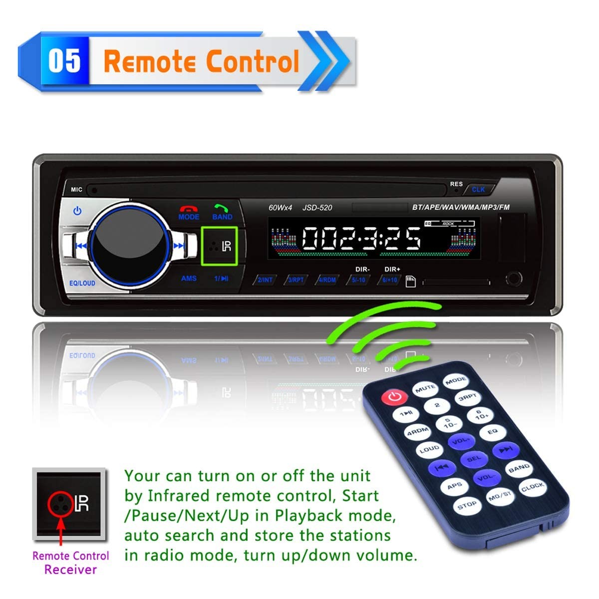 Radio para automóvil estéreo Bluetooth 1 Din FM USB Aux-in reproductor de MP3