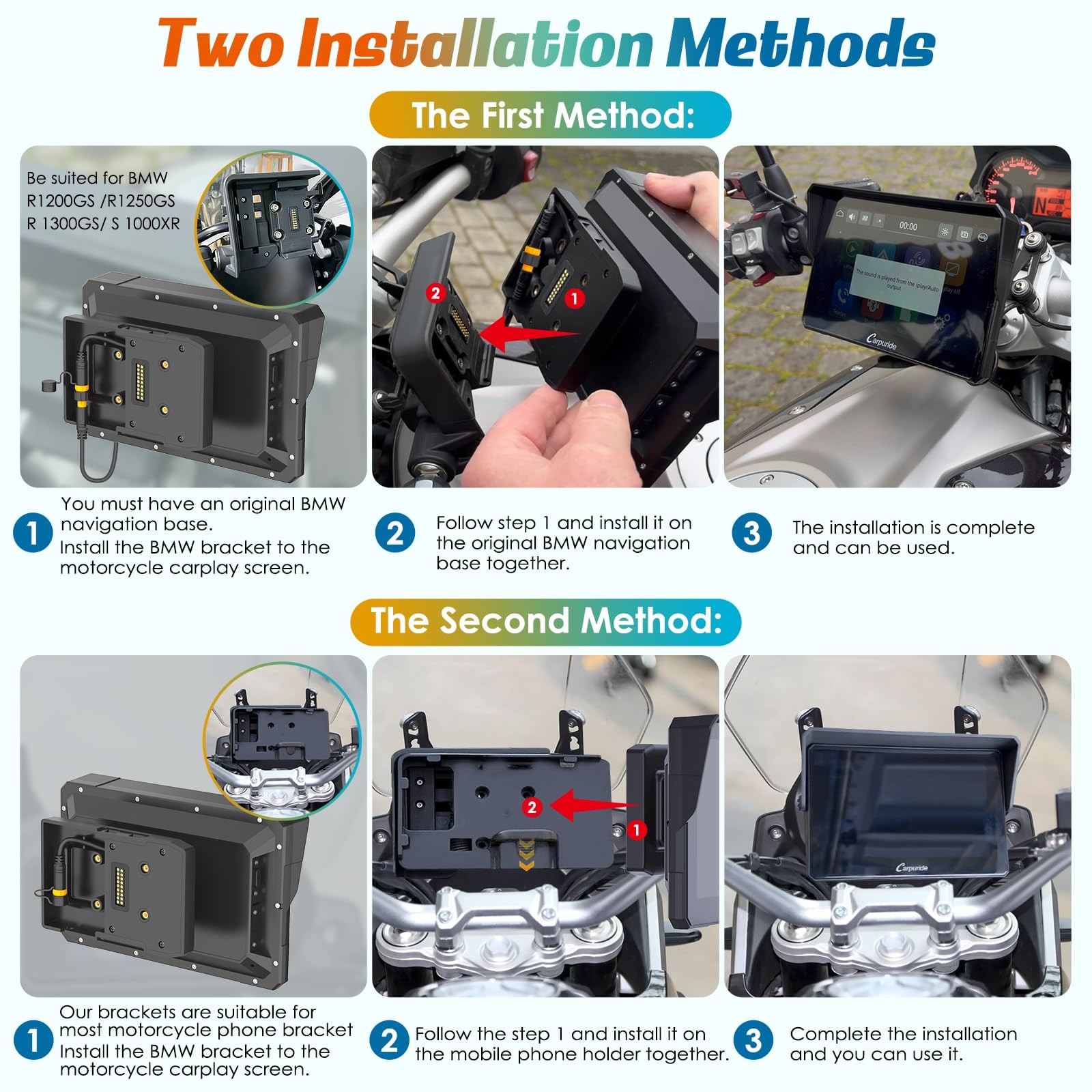 W702b Motorcycle Carplay Screen For Bmw R1200gs R1250gs S1000xr Motorcycle 7 Inc