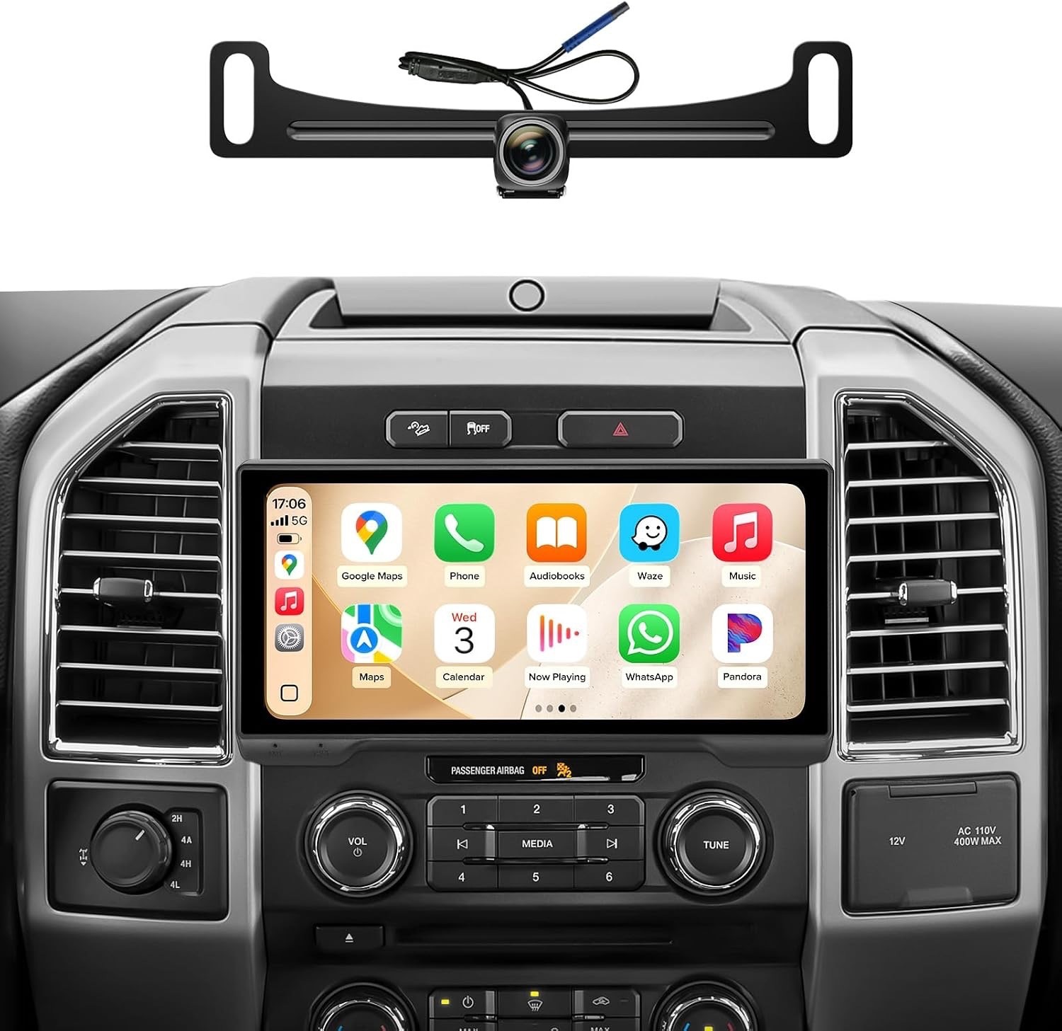 10.33″ QLED Radio for Ford F150/F250/F350, 4+64GB, Read for Compatible Years