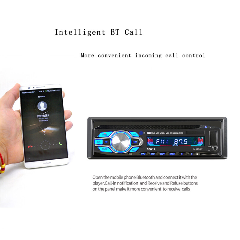 1 DIN Car Radio Stereo Bluetooth DVD/CD Player MP3 USB SD FM In-Dash LCD Display