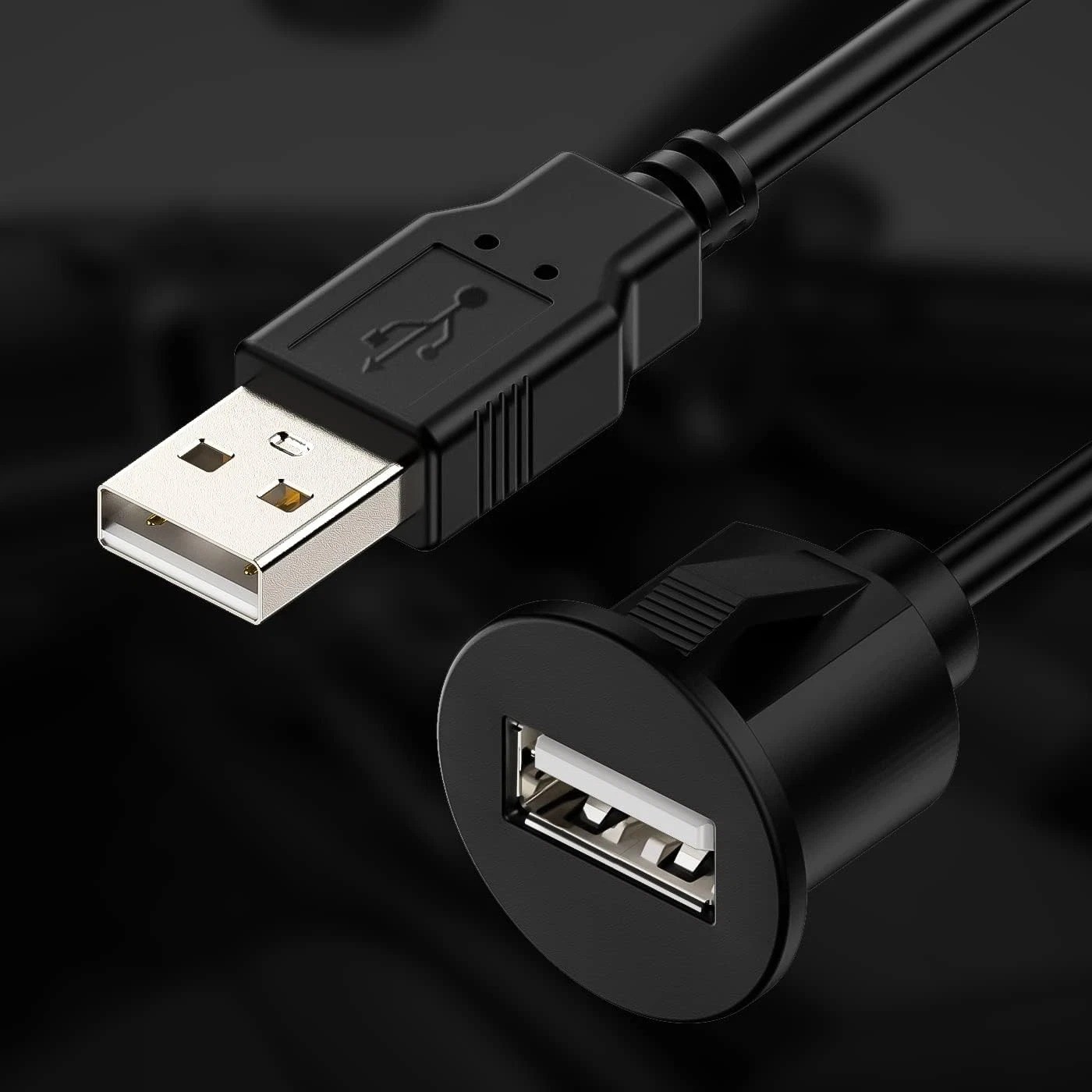 Universal Auto USB Extension Cable Dashboard Flush Mount for Car Radio Stereo
