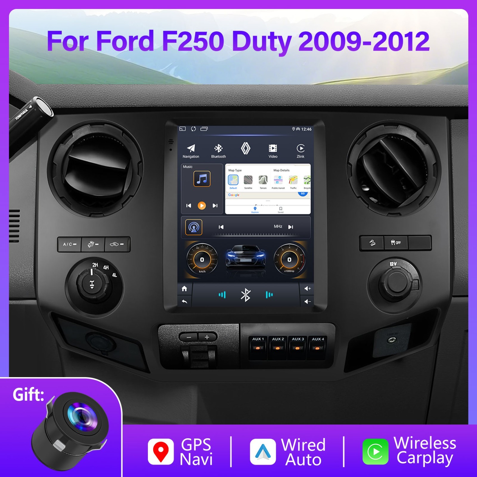 32G CarPlay 9.7” For 2009-12 Ford F-250 F-350 Super Duty Android14 Radio Stereo