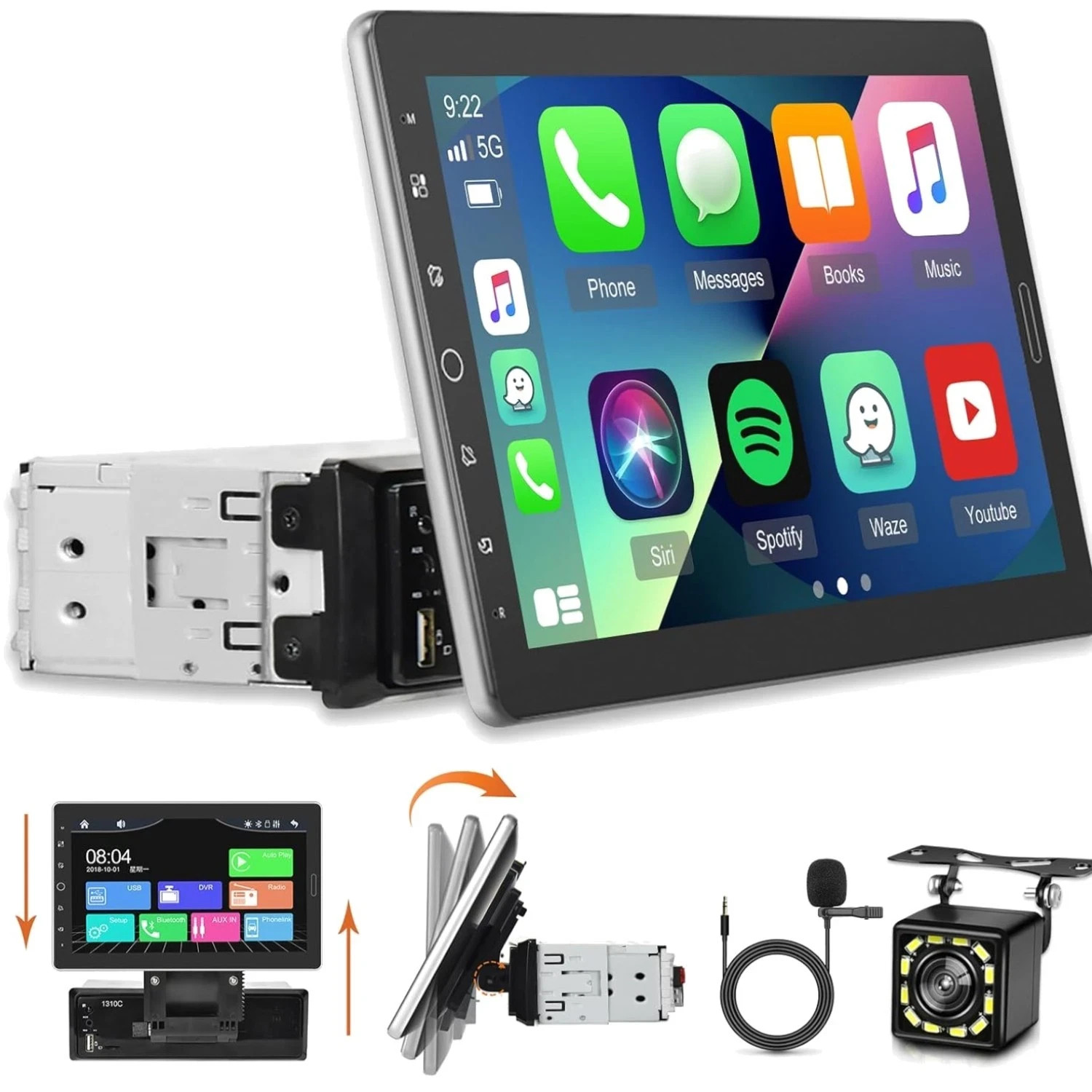 10.1 inch Single Din Car Stereo with CarPlay and Android Auto, 10 inch Touch …