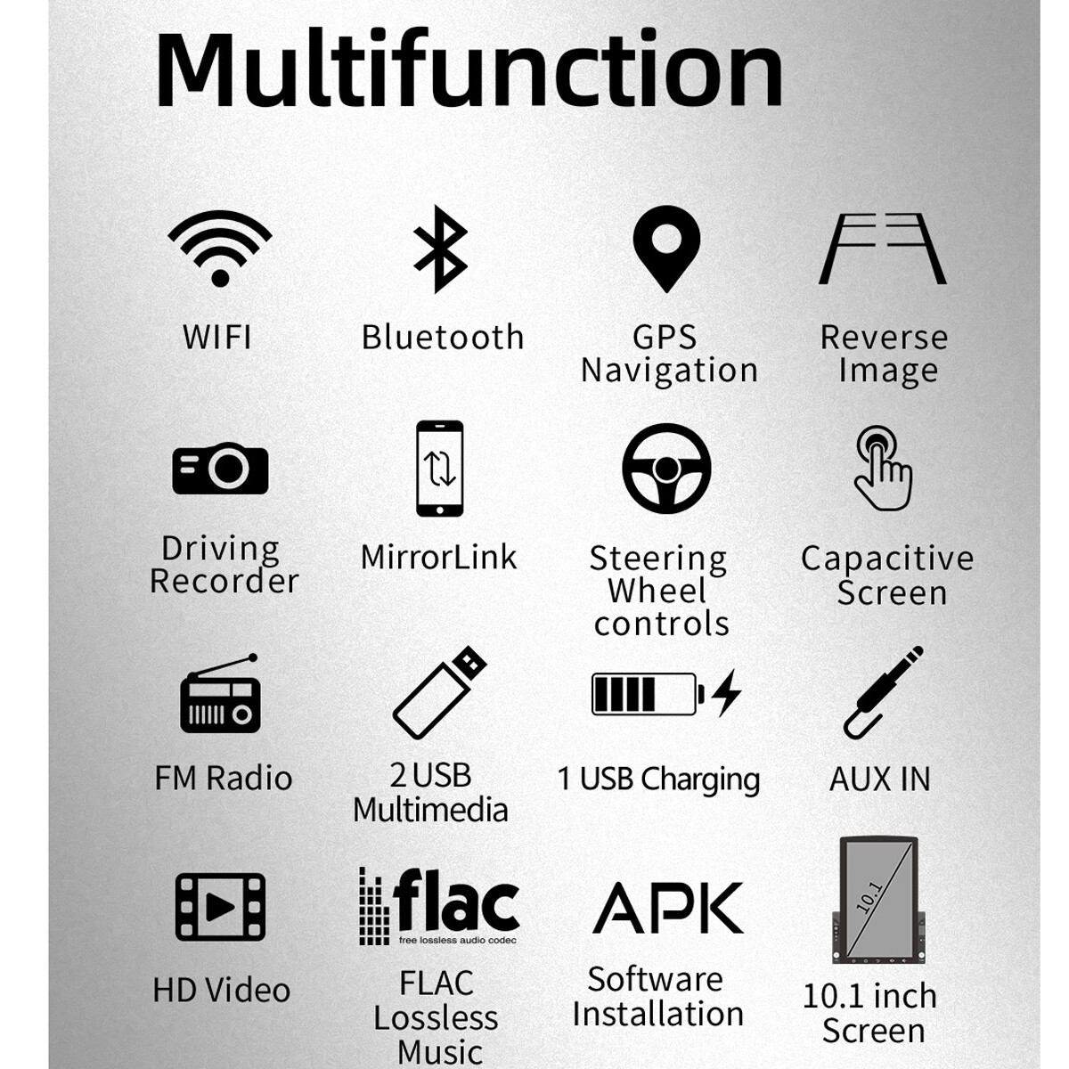 10.1″ 2 Din Car Stereo Radio Android 10 GPS WiFi Vertical Touch Screen FM Player