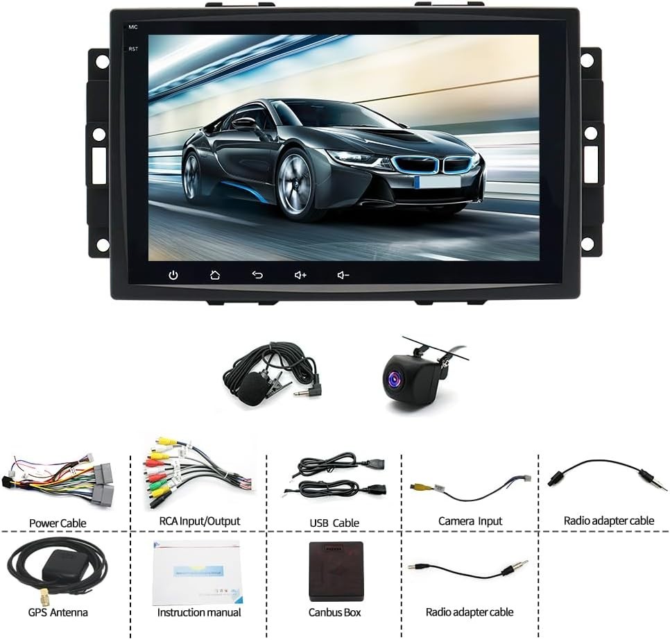 8″ 32G Android Auto Carplay 2-DIN Stereo for Jeep Commander 2006-2007; Free Cam