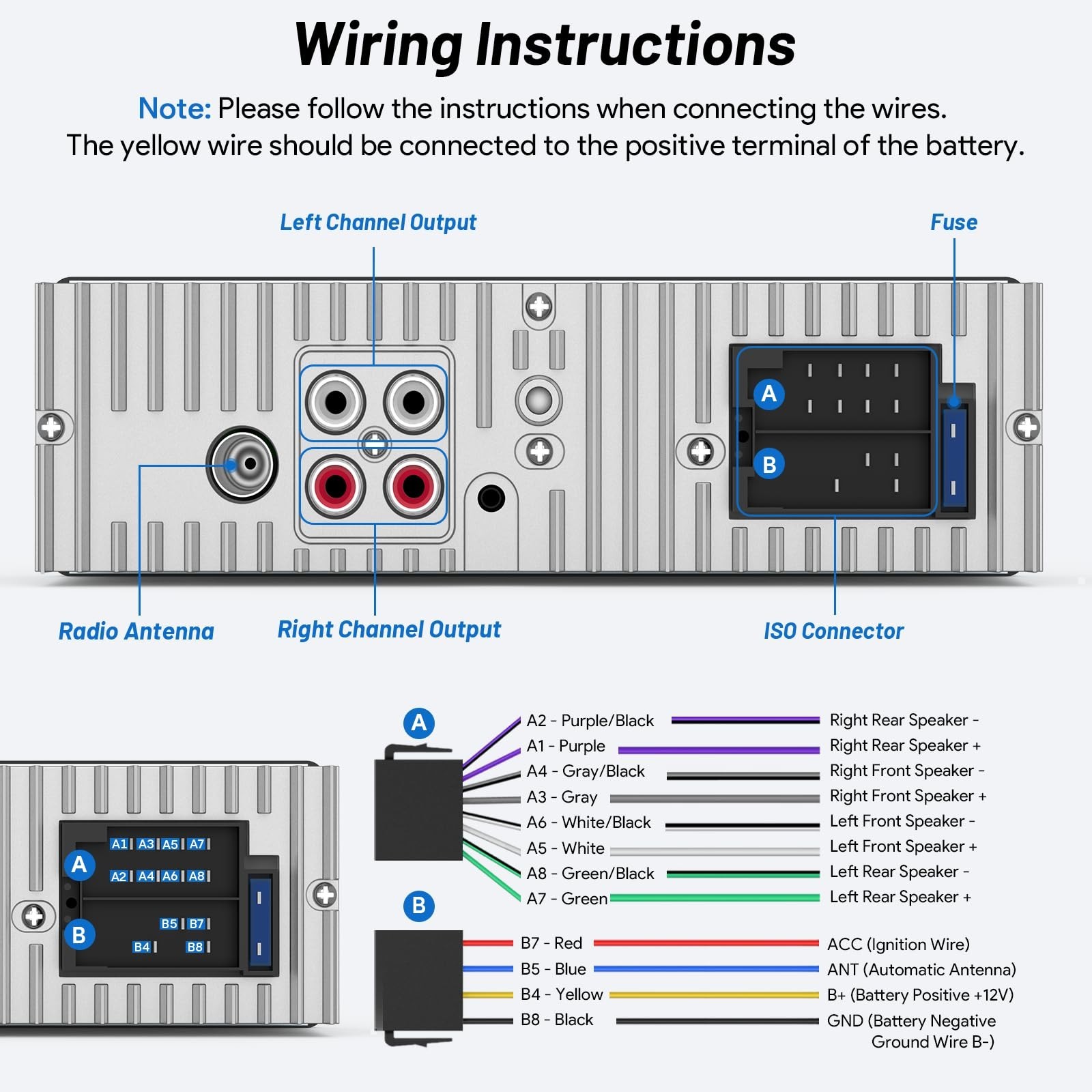 Bluetooth Car Stereo Radio – Single Din FM/AM, USB/AUX/SD, MP3 Player, Hands-Fre