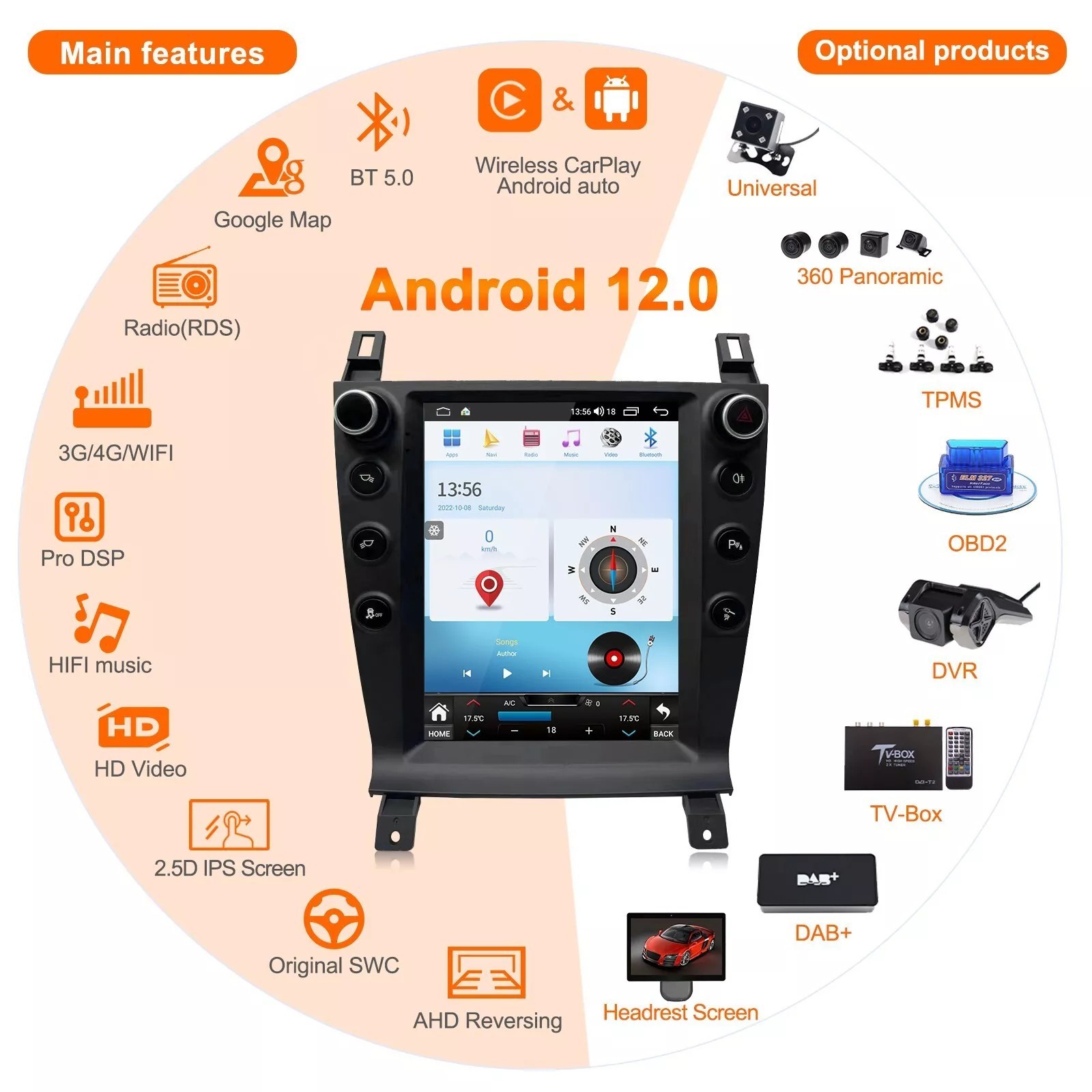9.7″ 8+256G Android Car Radio Stereo GPS Navi Carplay For Aston Martin 2005-2015