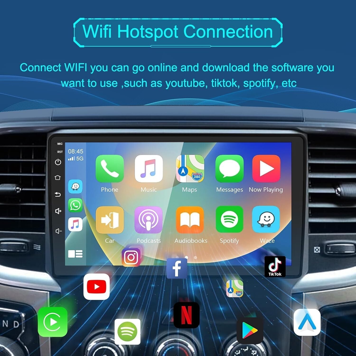 9″ 64GB Car Stereo Radio Android Carplay Screen For 2013-2018 Dodge Ram Truck