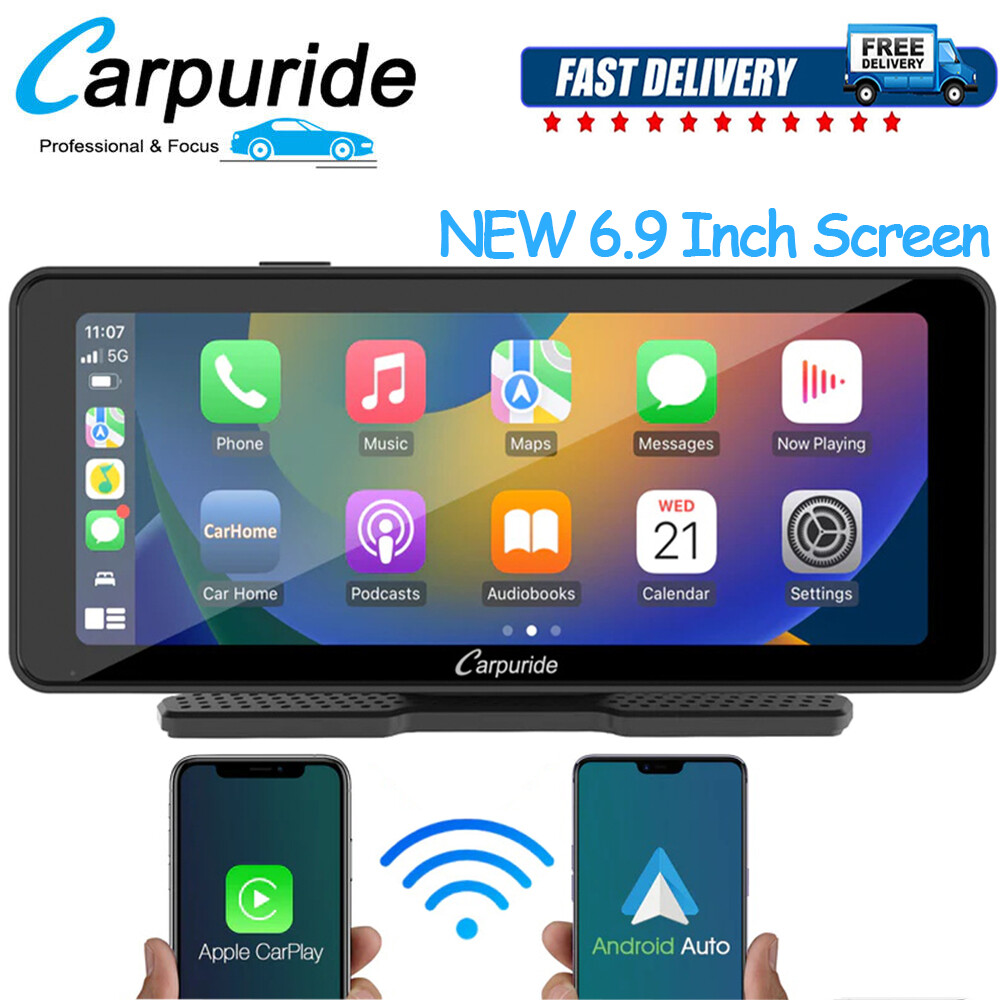 Carpuride W609 Portable Carplay Android Auto Multimedia Dashboard Console AUX FM