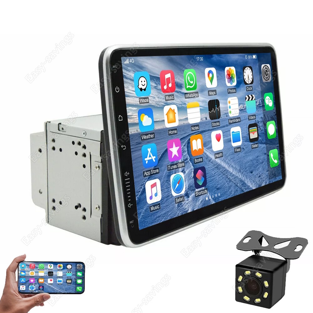 Rotatable 10.1″ Android 15 Touch Screen Car Stereo Radio GPS WIFI BT Double 2DIN