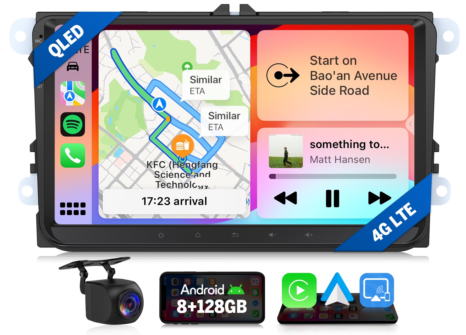 QLED 9″ 8+128 Android Auto for VW Golf GTI MK6 2009-2013 Car Stereo CarPlay SWC