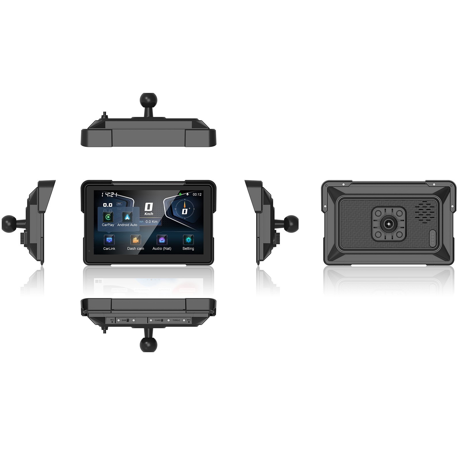 Touch Screen Motorcycles Navigator GPS with camera DVR&TPMS 7″ Wireless CarPlay