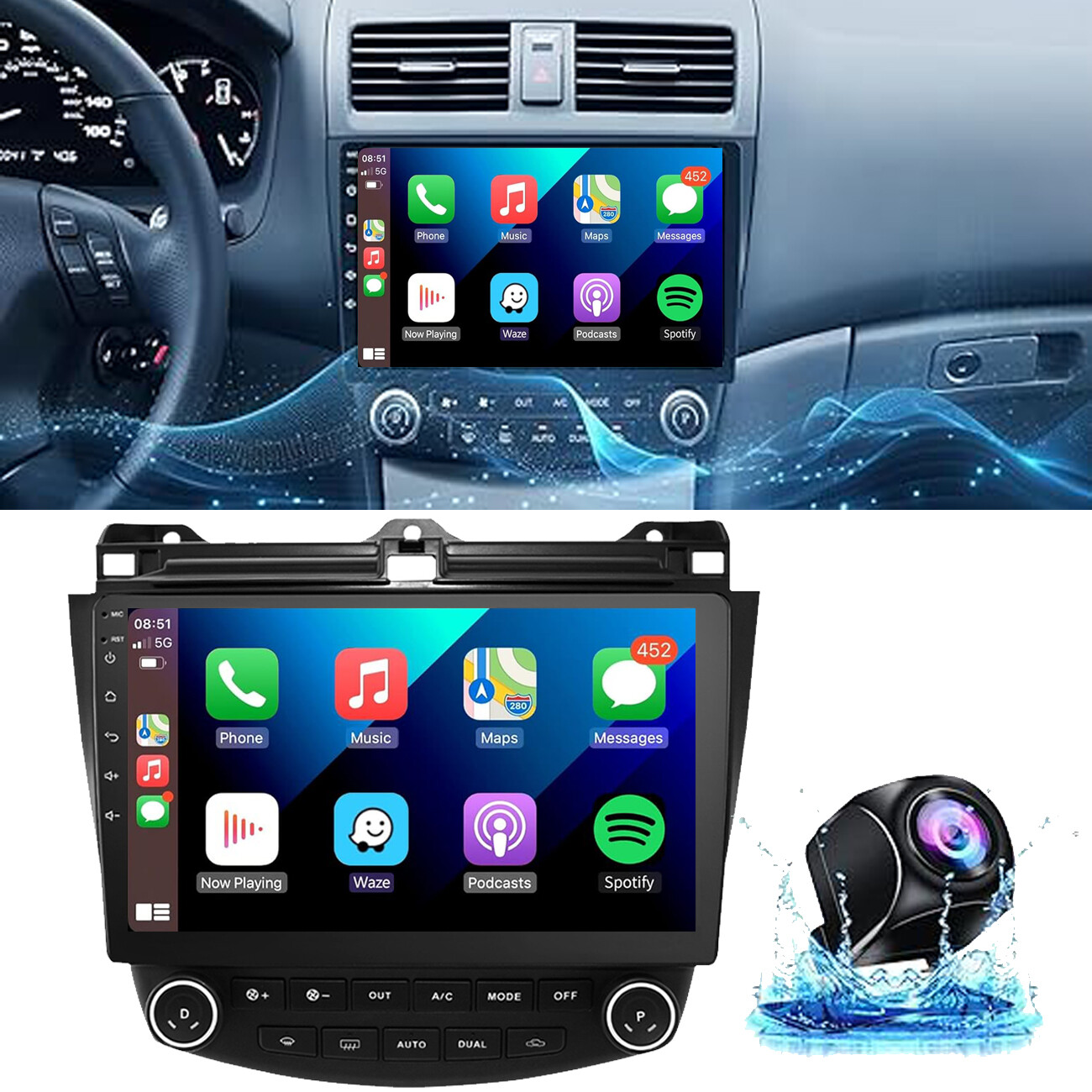 For Honda 2003-2013 Car GPS Carplay Stereo Radio Wifi GPS Navigation with Camera