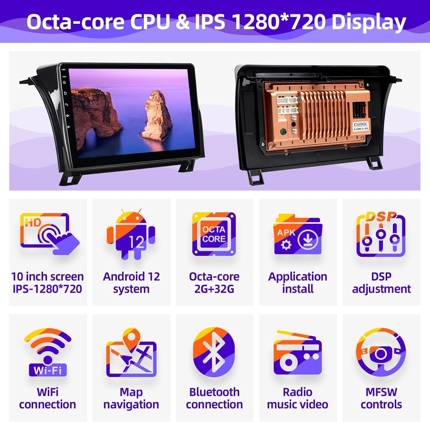10″ 8Core 32G Android Auto Carplay for Toyota Tundra 2007-2013 Sequoia 2008-2018