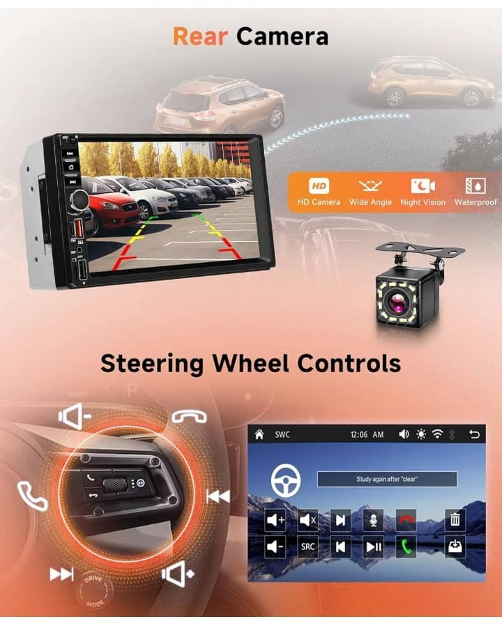 Double Din Car Stereo, 7 Inch Touch Screen Wireless Carplay & Android Au