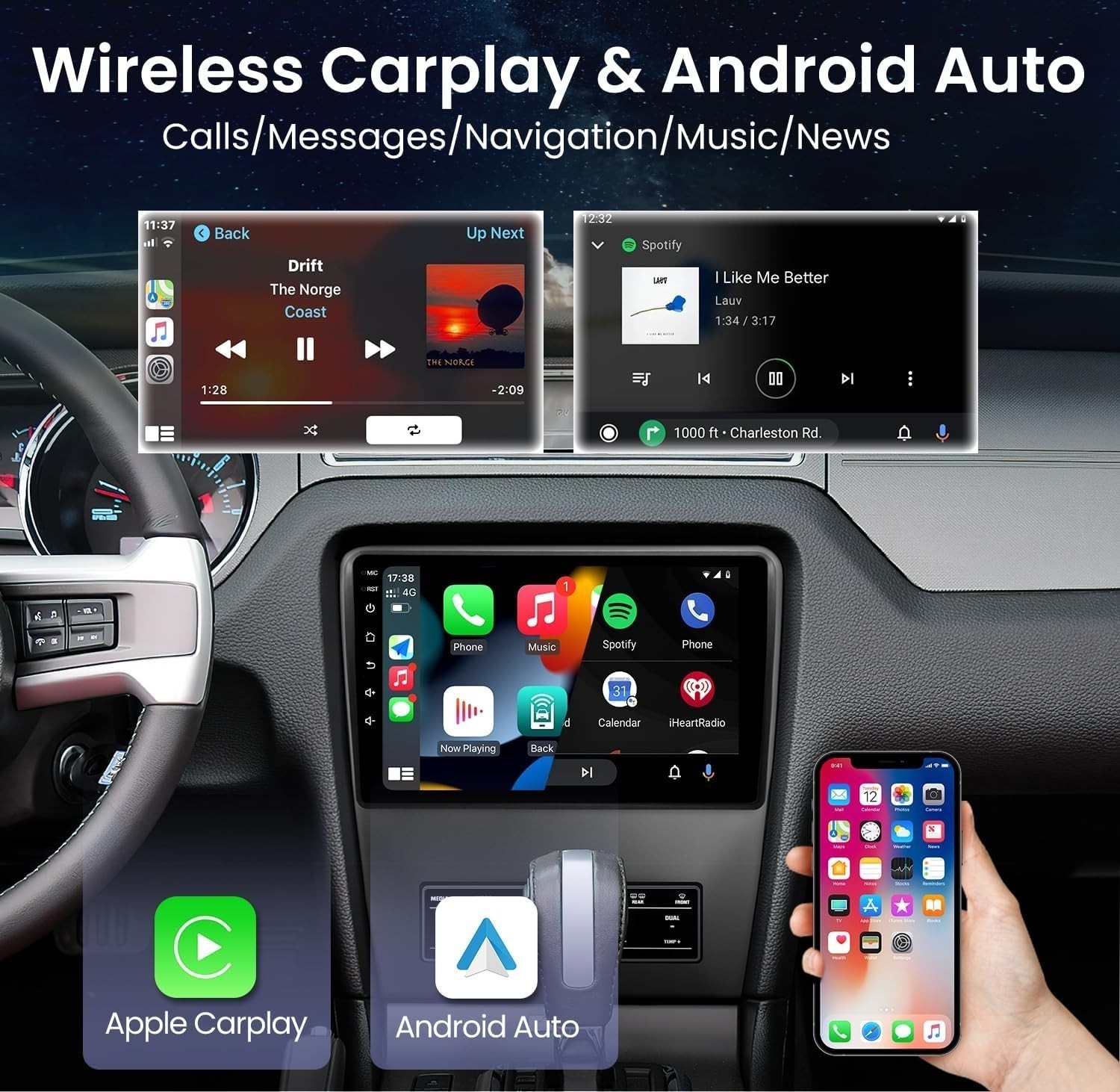 Car Radio Stereo Carplay For 2010-2014 Ford Mustang 2+64G 10in 4+64G Car