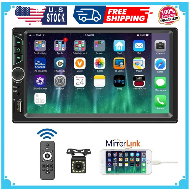 Premium Bluetooth Car Stereo Double Din with 7-Inch Display & Subwoofer Support