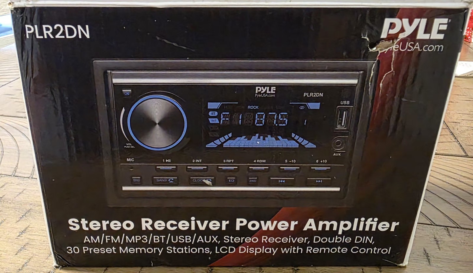 Pyle PLR2DN 2 DIN Stereo Receiver Power Amplifier Bluetooth USB AUX AM/FM Remote