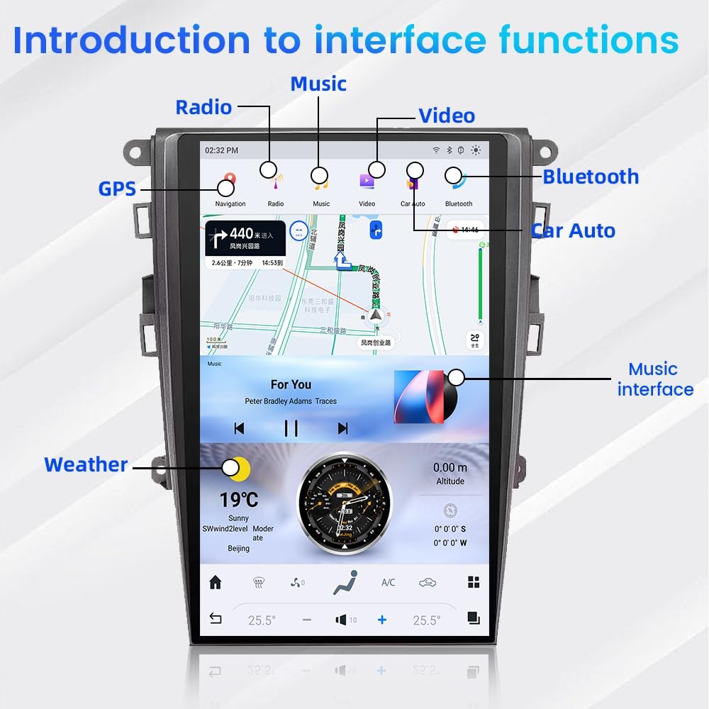 Car Android Gps Navigation Wifi 13.6″ For Ford Mondeo Fusion 4+64 Radio Carpaly