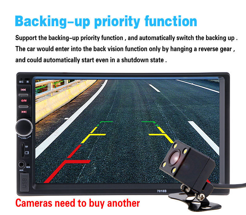 7.0″ 2DIN Car Suv MP5 MP3 Player Bluetooth USB FM Stereo Radio Rear View Camera