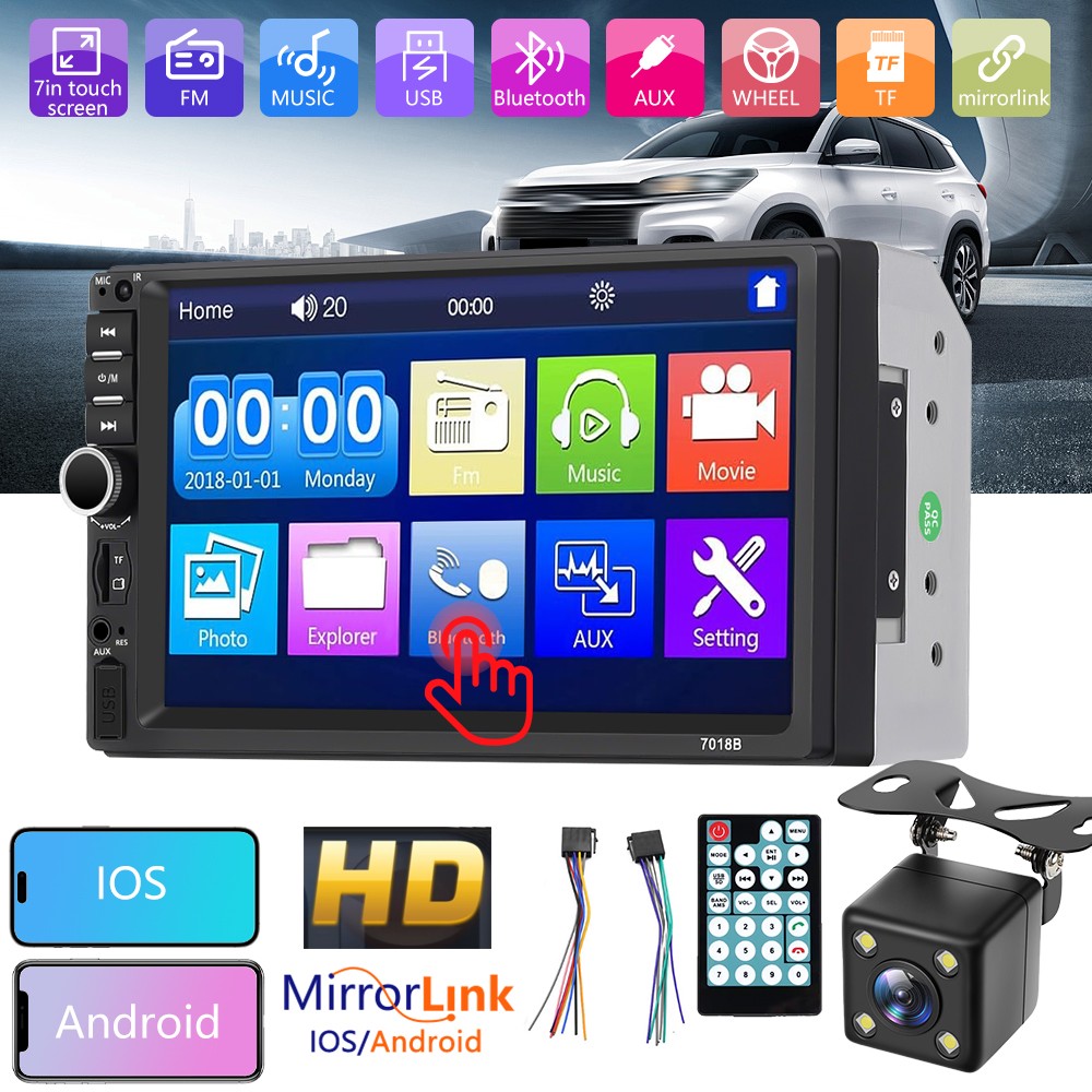 2 Din Car Radio Multimedia MP5 Player USB Autoradio Bluetooth +Rear View Camera