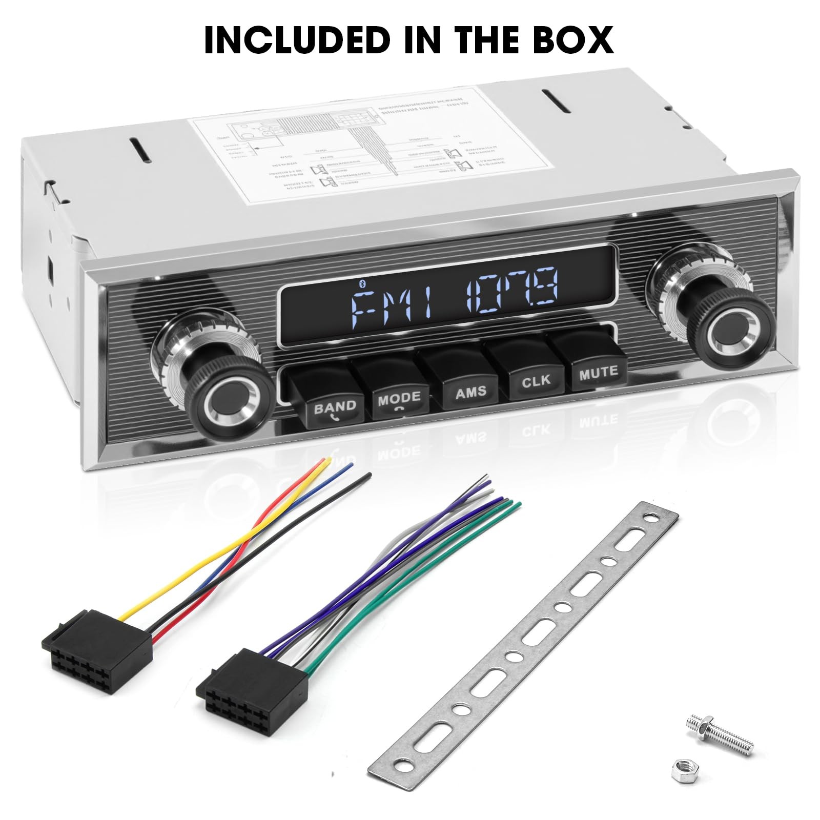 Retro Vintage Radio for Classic Vehicle – Single Din Bluetooth Car Stereo…