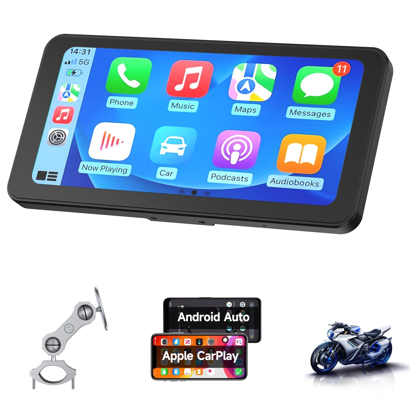 Spedal Motorcycle CarPlay Screen 6.25″, Wireless Apple CarPlay & Android Auto…