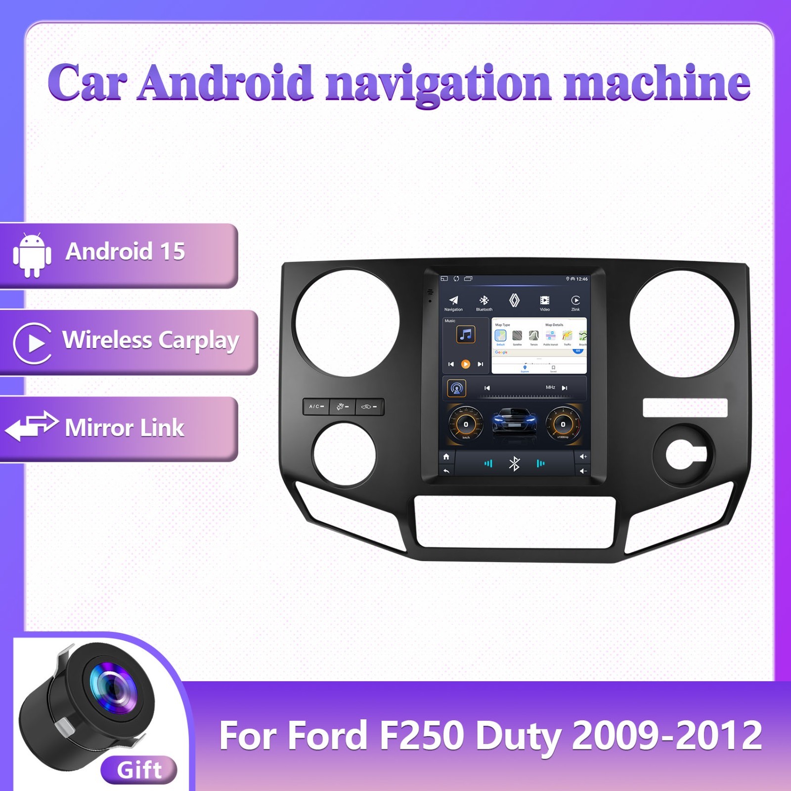 CarPlay For Ford F250 F350 Super Duty 9.7″ Car Stereo Android 15 Radio GPS + CAM