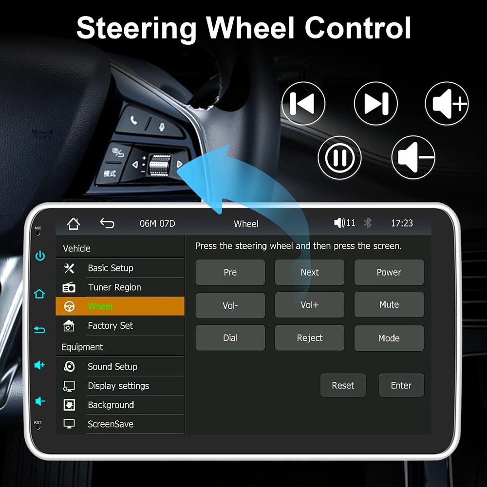 Wireless Apple CarPlay Android Auto 10.1″ Single 1 DIN Car Stereo Head Unit AUX