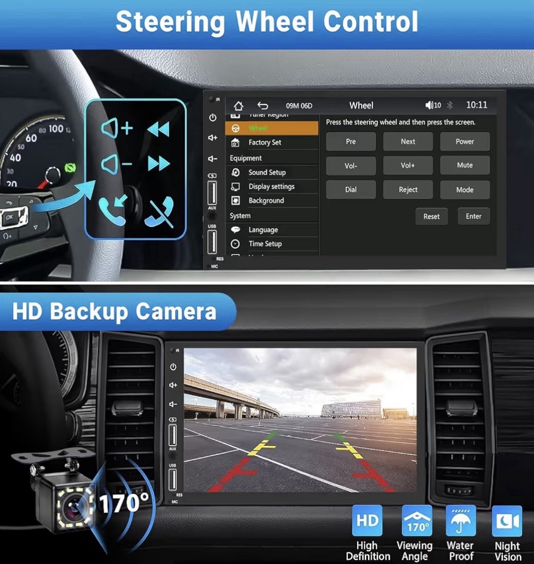 LEADFAN 2 DIN Touchscreen Radio Wired CarPlay Missing Bracket Offered as PARTS
