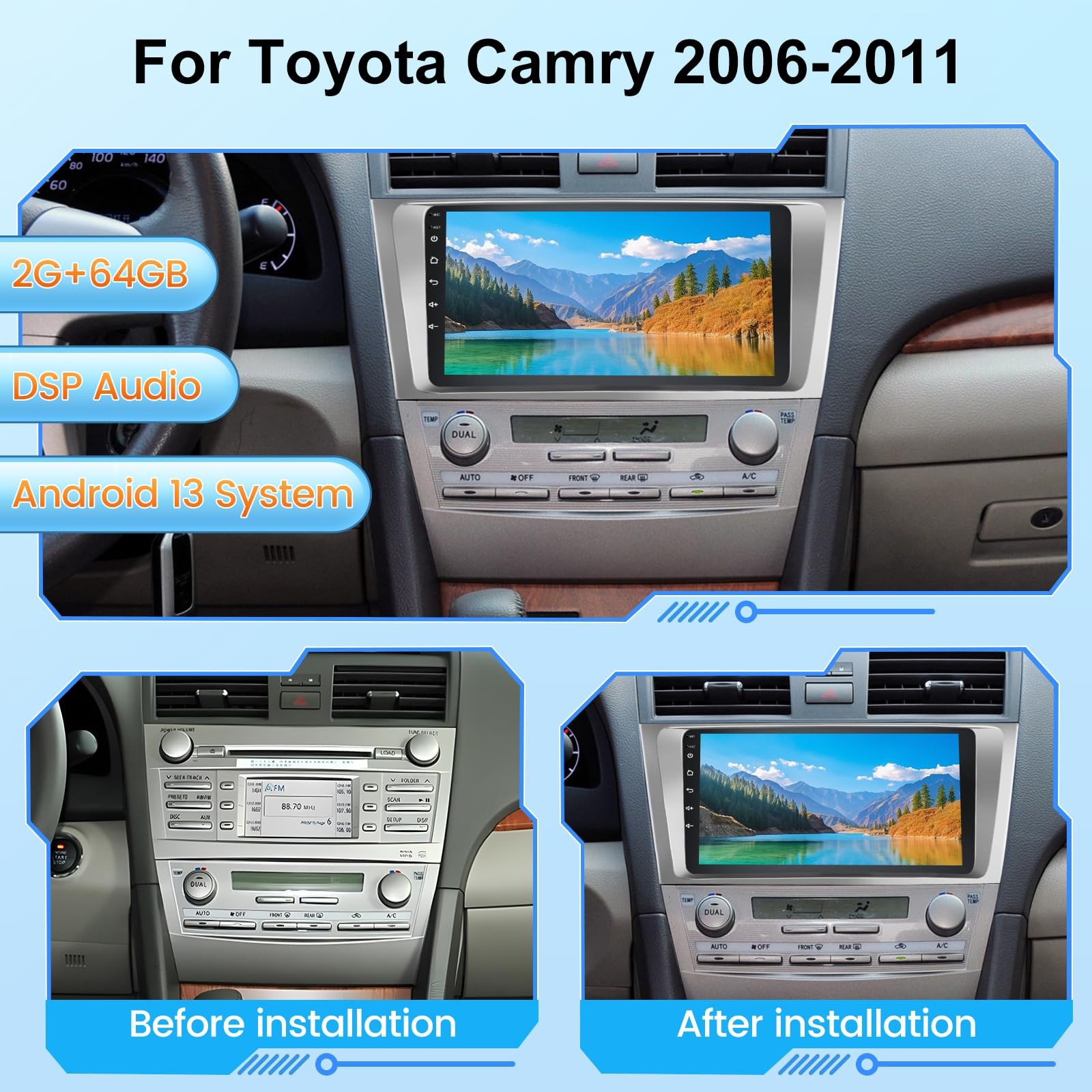 Nhopeew Upgrade Android For Toyota – 9 Inch Hd Touchscreen Dsp –
