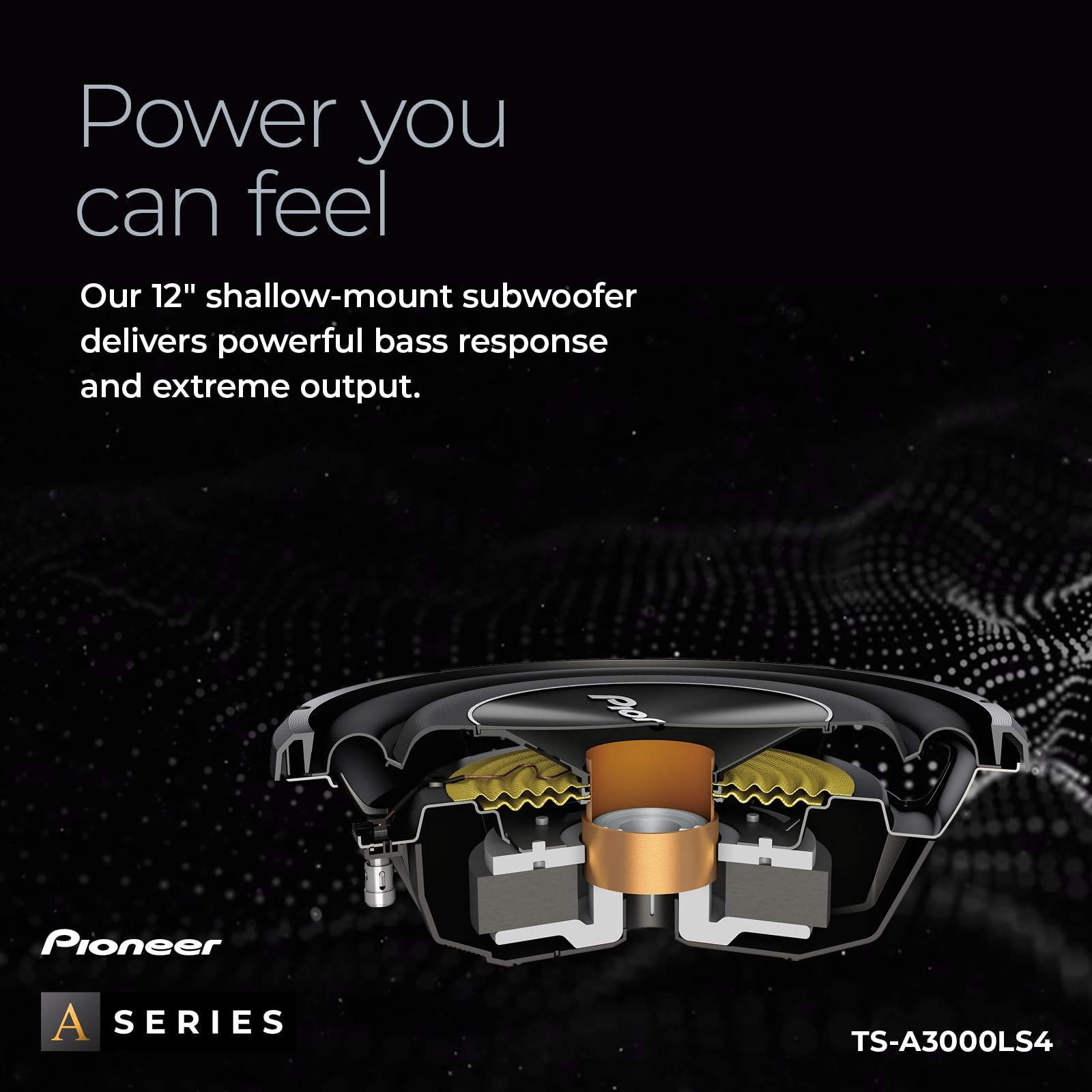 PIONEER A-Series TS-A3000LS4 12” Subwoofer – 1500W Max, Shallow-Mount Design, De