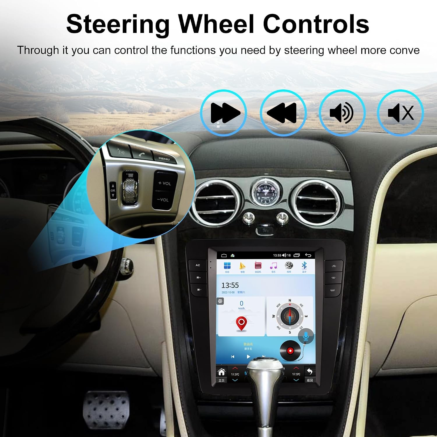 9.7” Vertical Android Radio For Bentley Flying Spur Continental CarPlay 4+64GB