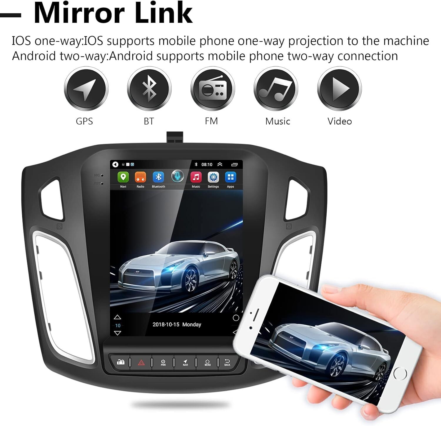 Car Radio Stereo Carplay For Ford Focus SWC Head Unit Wireless GPS SWC IPS HD