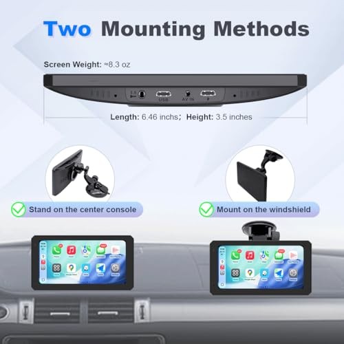 6.1 Inch Portable Car Screen, Wireless & Wired CarPlay Android Auto, 1080P