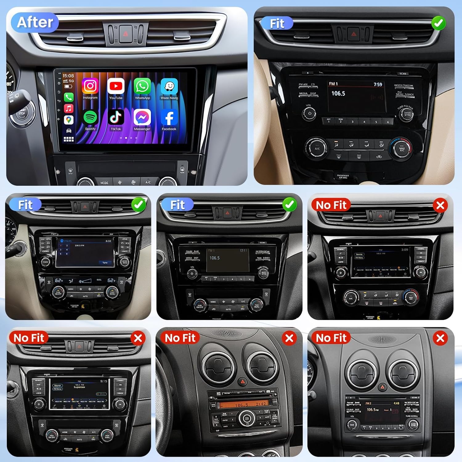 Radio Carplay For 2014-2017 Nissan X-Trail GPS Navi GPS Navigation Back Camera