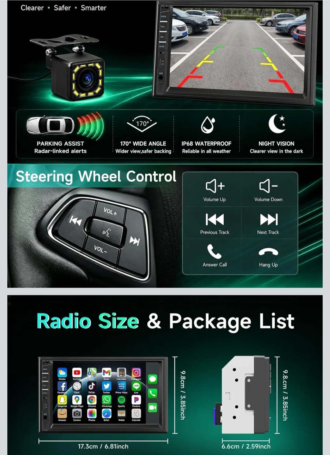 NAIFAY 7′ Car Stereo/Bluetooth