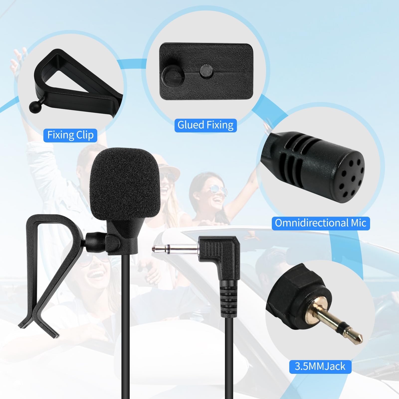 SolidSS 1 Set 3.5mm Plug Car Microphone,Handsfree Dash Stereo Receiver,…