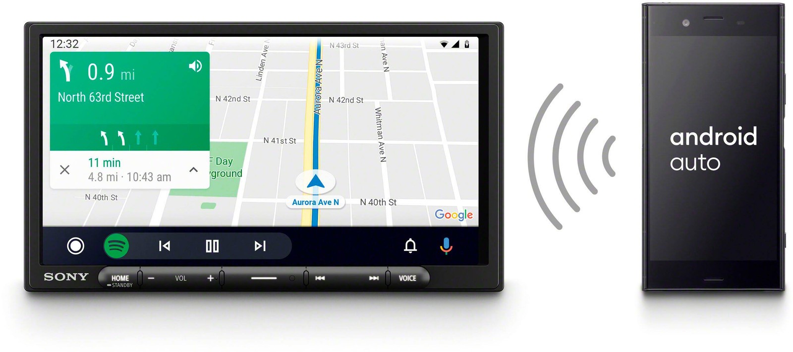 Sony – 7″ Wireless Apple CarPlay and Android Auto Digital Media Receiver Maes…