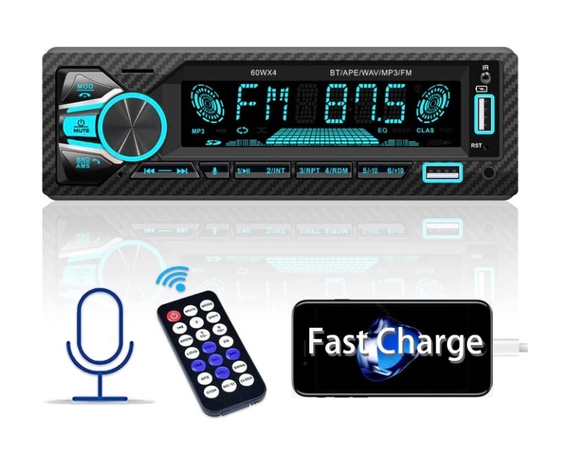 Leadfan Single Din Car Stereo Bluetooth Car Radio Multimedia Car Audio Digital M