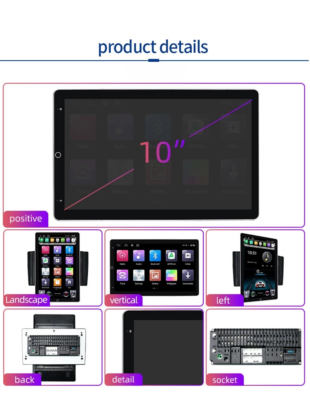 10.1″ Double 2 Din Car Stereo Radio Android 11.0 GPS Wifi Touch Screen FM Player