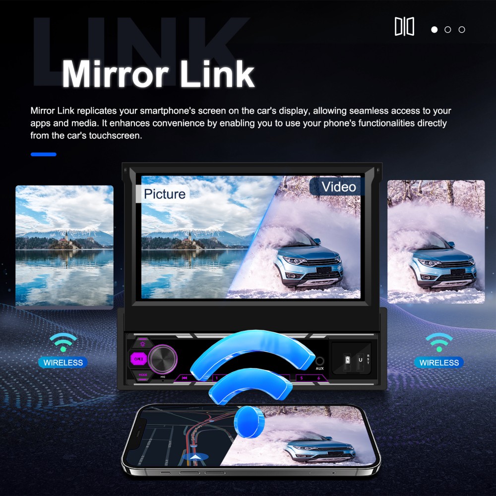 7″ 4G+64GB Car Stereo Radio 1 DIN CarPlay 8 Core Android 15 GPS Flip Out Screen