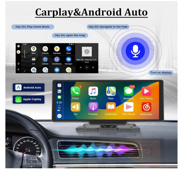 Carplay Screen Stereo 10.3 inch HD Wireless Portable Car Buddy Touchscreen Ra